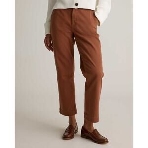 Quince Organic Stretch Cotton Twill Straight Leg Cropped Pants Rust Size 8 NWT